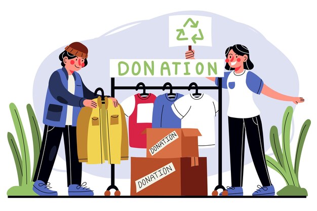 Flat illustration clothing donation concept