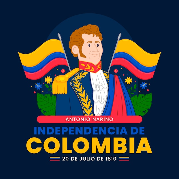 Free Vector flat illustration for columbian independence day celebration