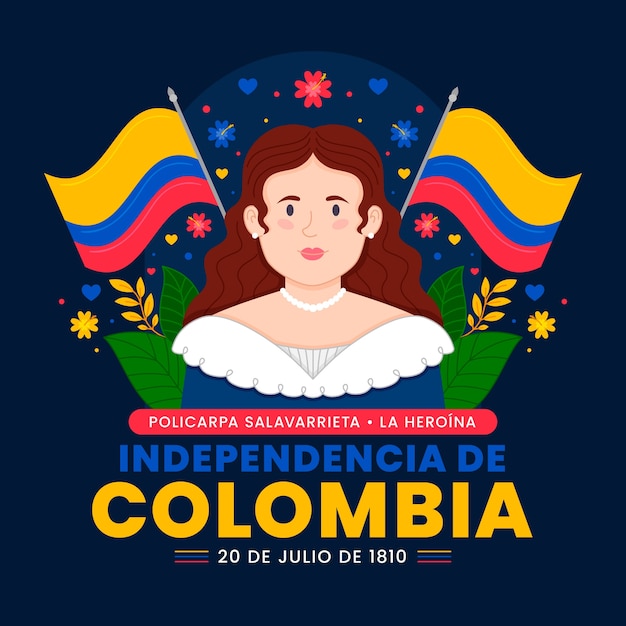 Free Vector flat illustration for columbian independence day celebration