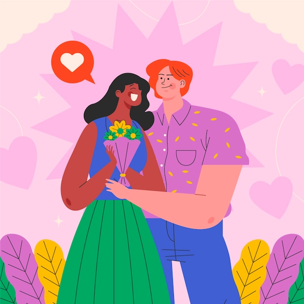 Flat illustration for dia del amor y la amistad celebration