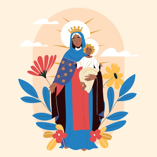 Free Vector flat illustration for dominican republic nuestra seoora de la altagracia