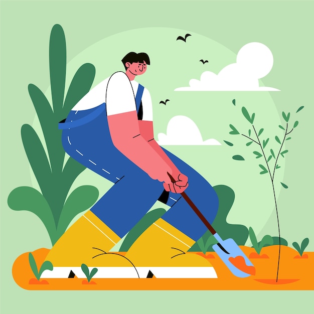 Free Vector flat illustration for earth day celebration with people planting