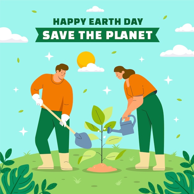 Flat illustration for earth day celebration