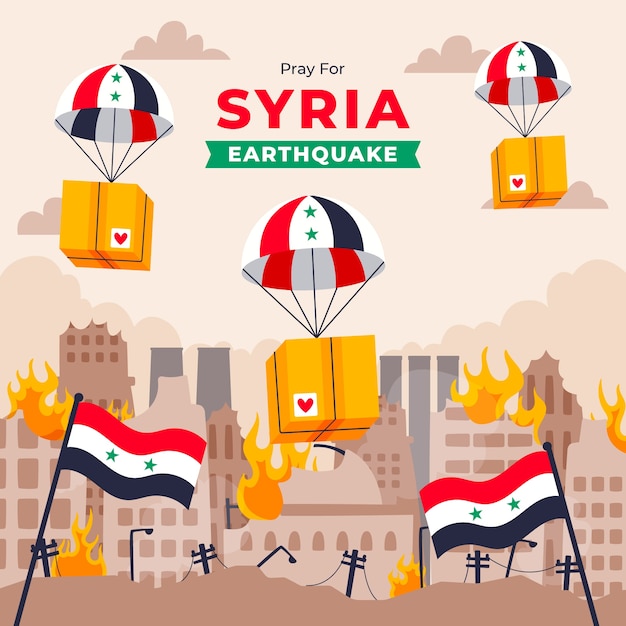 Flat illustration for the earthquake in syria