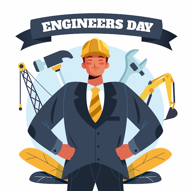 Flat illustration for engineers day celebration