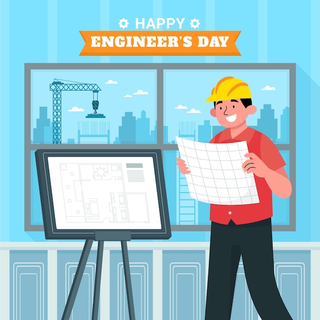 Flat illustration for engineers day celebration