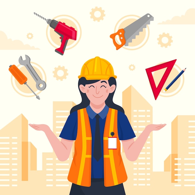 Free Vector flat illustration for engineers day celebration