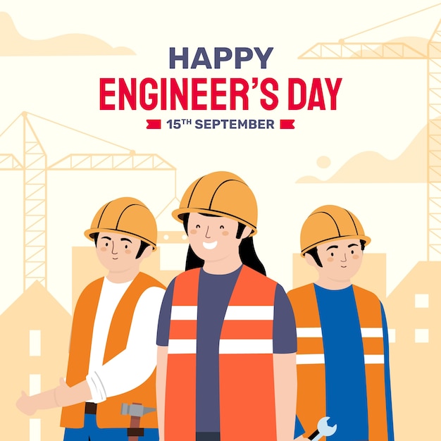 Flat illustration for engineers day