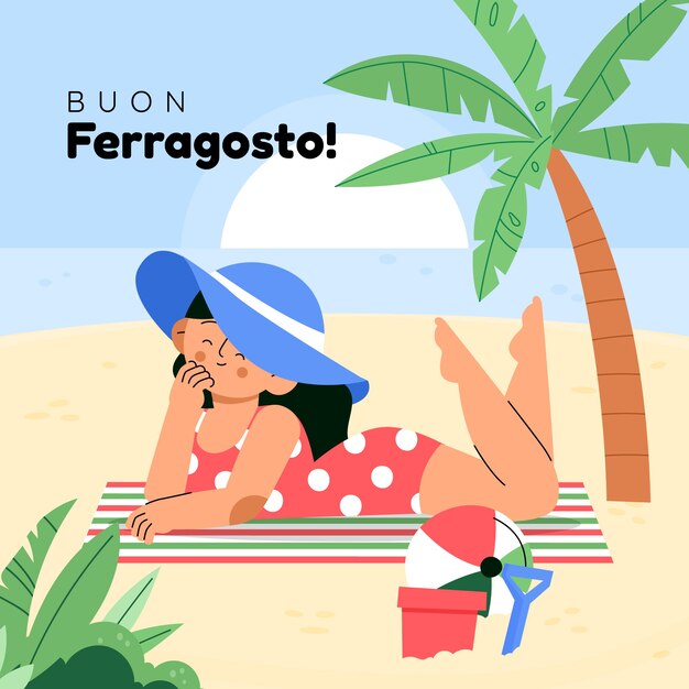 Flat illustration for ferragosto celebration