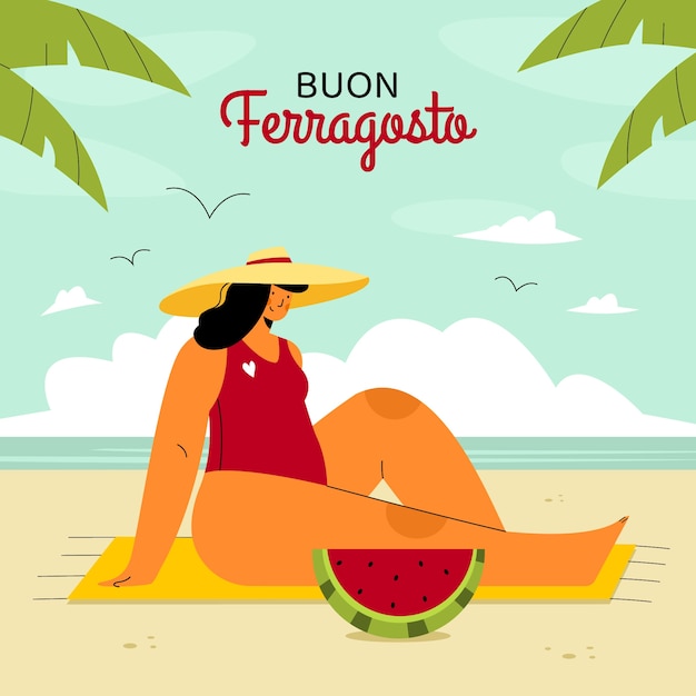 Free Vector flat illustration for ferragosto celebration