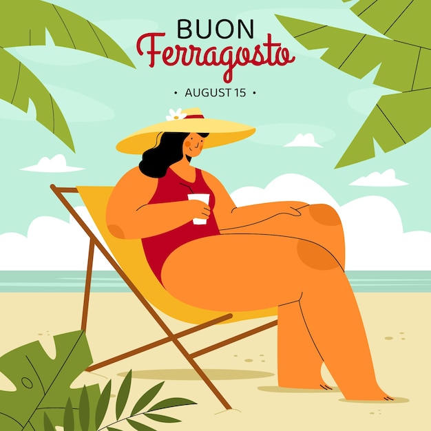 Flat illustration for ferragosto celebration