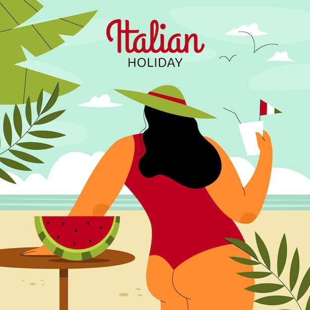 Flat illustration for ferragosto celebration