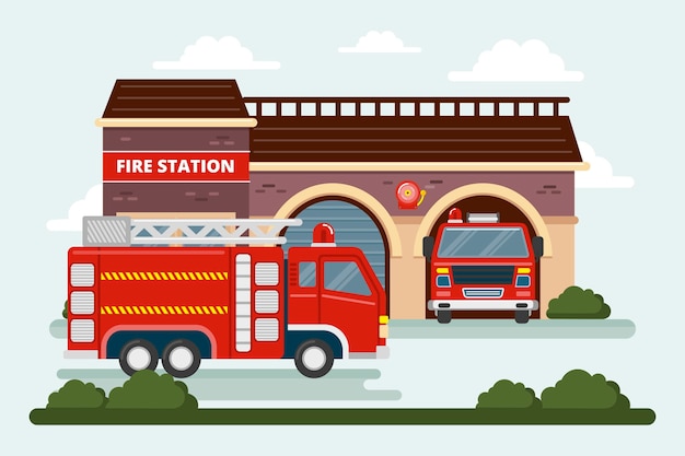 Free vector flat illustration of fire station