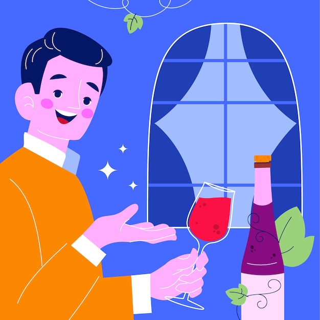 Flat illustration for french beaujolais nouveau wine festival celebration