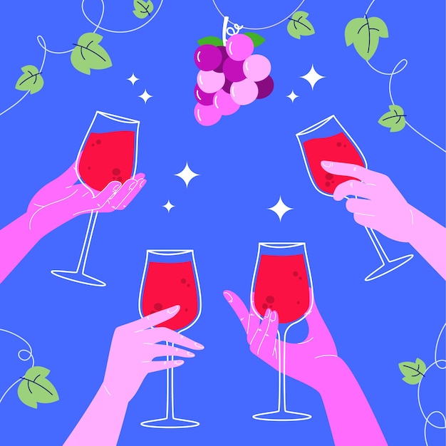 Flat illustration for french beaujolais nouveau wine festival celebration