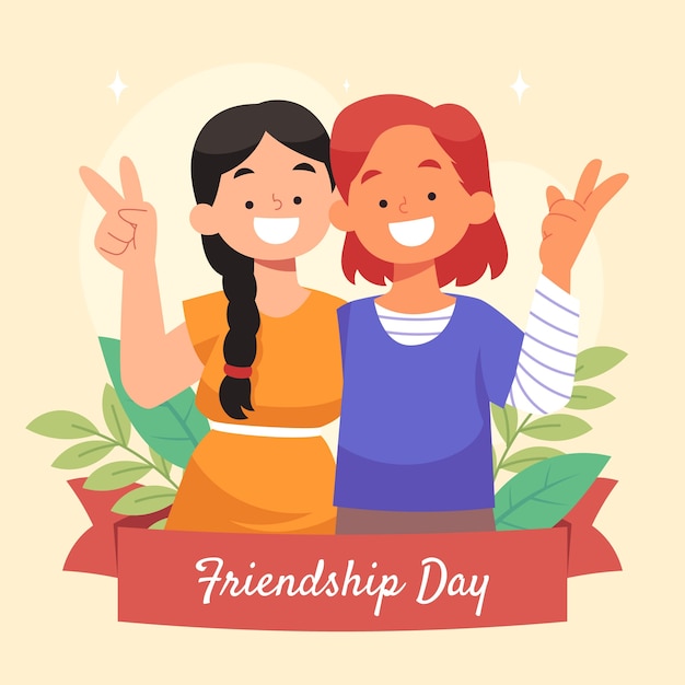 Free Vector flat illustration for friendship day celebration