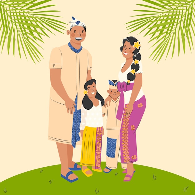 Free Vector flat illustration for galungan celebration