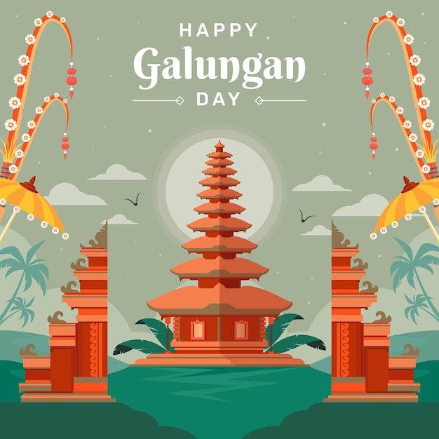 Flat illustration for galungan