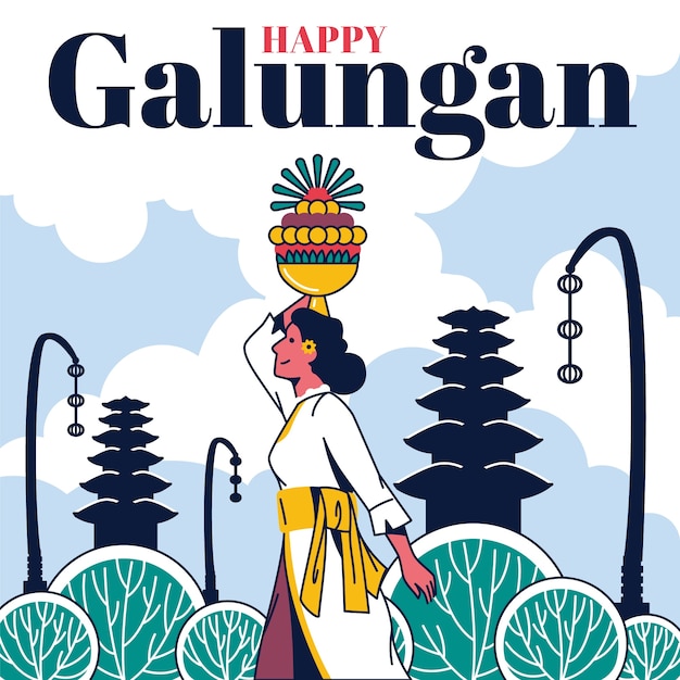 Flat illustration for galungan