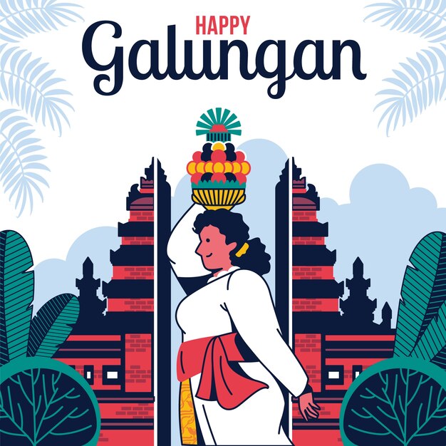 Flat illustration for galungan