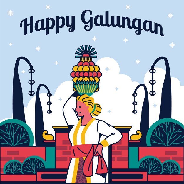 Flat illustration for galungan