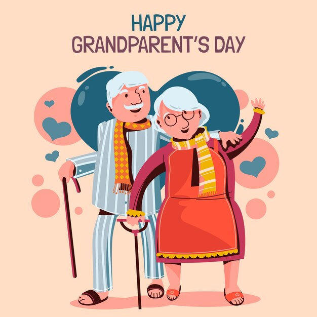 Flat illustration for grandparents day celebration