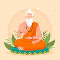 Free vector flat illustration for guru purnima