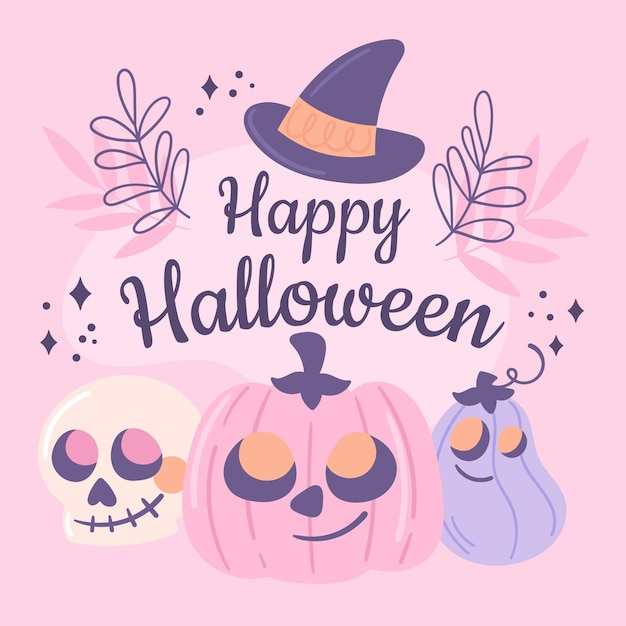 Flat illustration for halloween with pumpkin