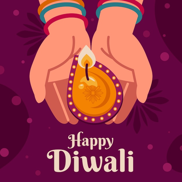 Free Vector flat illustration for hindu diwali festival celebration