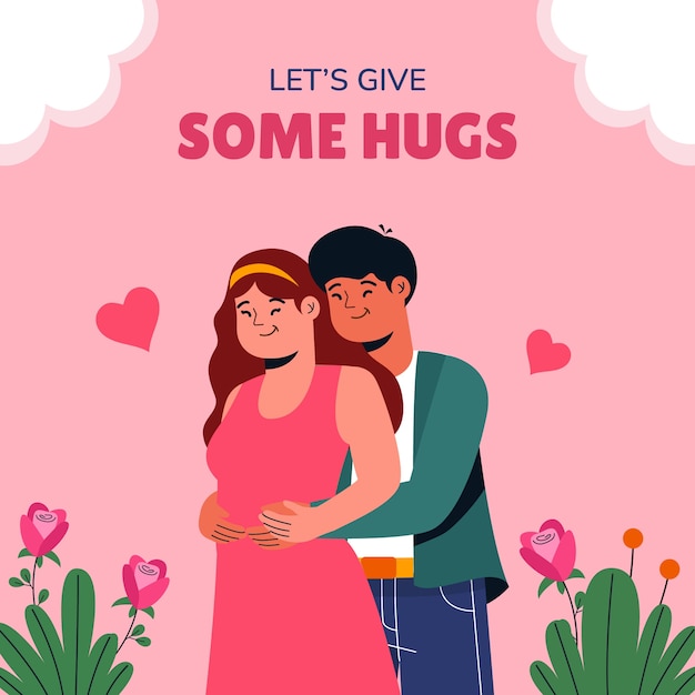 Flat illustration for hug day celebration