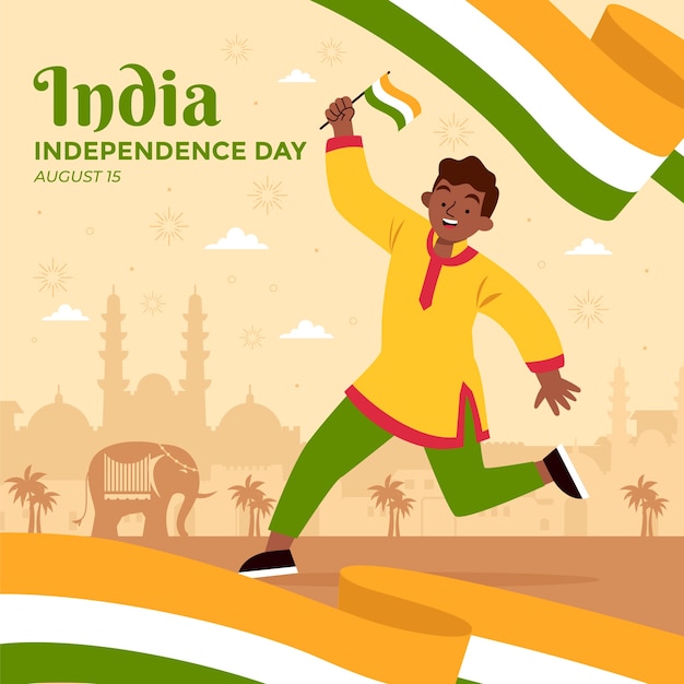 Flat illustration for india independence day celebration