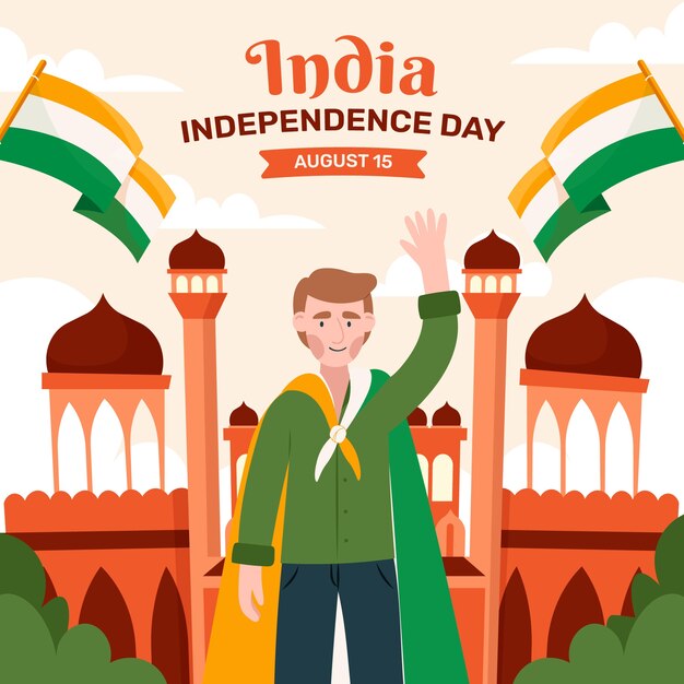 Free Vector flat illustration for india independence day celebration