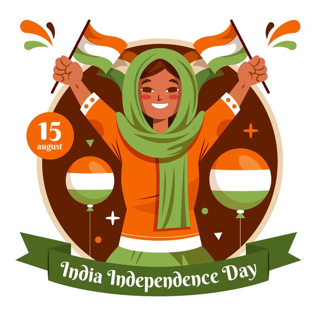 Free Vector flat illustration for india independence day celebration