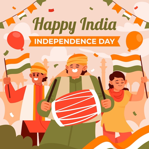 Flat illustration for india independence day celebration