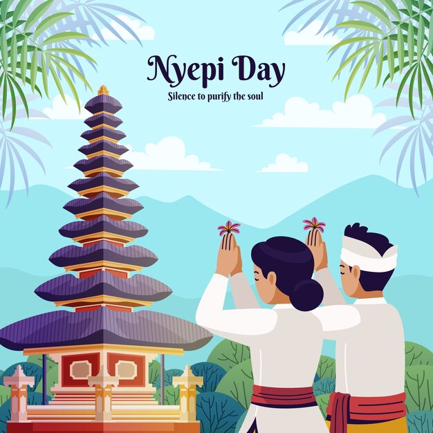 Flat illustration for indonesian nyepi celebration