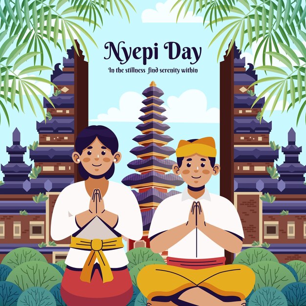 Flat illustration for indonesian nyepi celebration