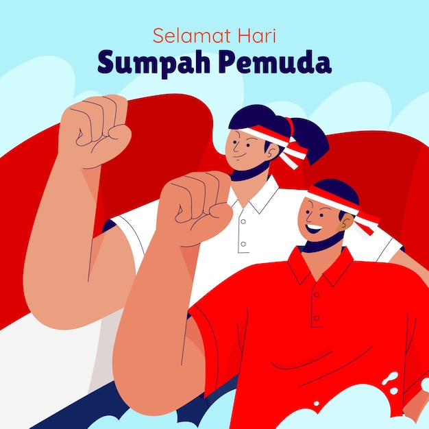 Free Vector flat illustration for indonesian sumpah pemuda