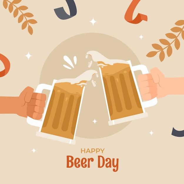 Free Vector flat illustration for international beer day celebration