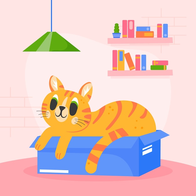 Free vector flat illustration for international cat day celebration