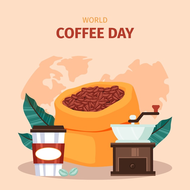 Free Vector flat illustration for international coffee day celebration