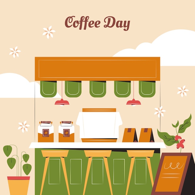 Flat illustration for international coffee day celebration