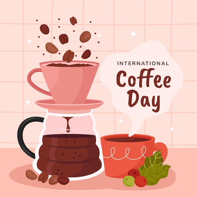 Free Vector flat illustration for international coffee day celebration