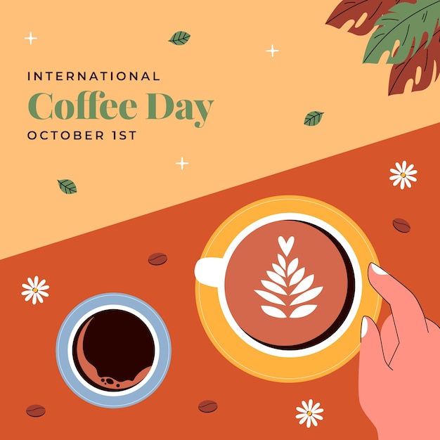 Free Vector flat illustration for international coffee day celebration