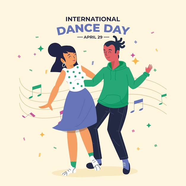 Free Vector flat illustration for international dance day celebration