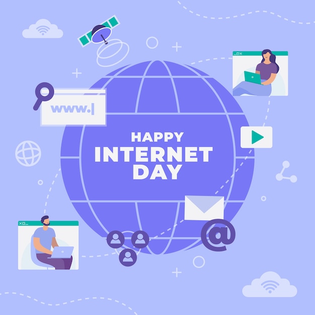 Flat illustration for international internet day celebration