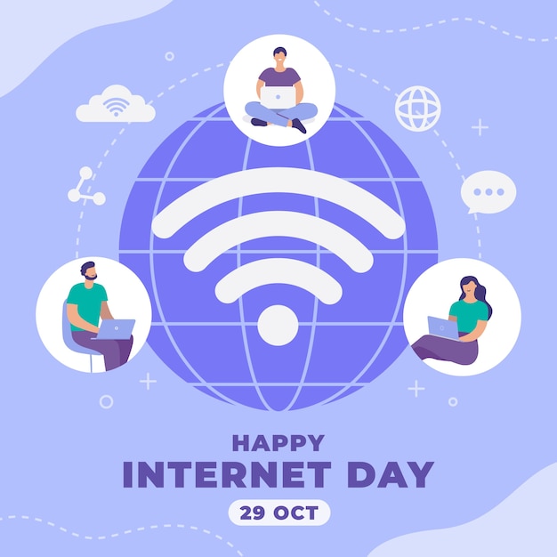 Flat illustration for international internet day celebration