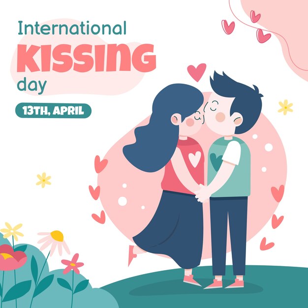 Flat illustration for international kissing day