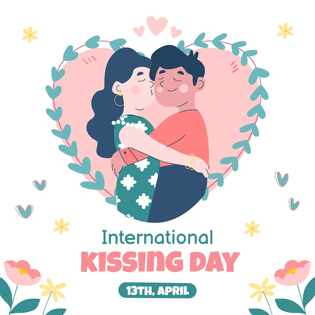 Flat illustration for international kissing day