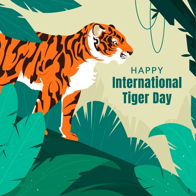 Flat illustration for international tiger day awareness