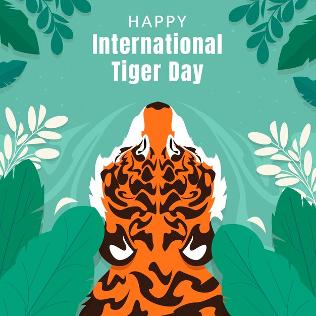 Flat illustration for international tiger day awareness